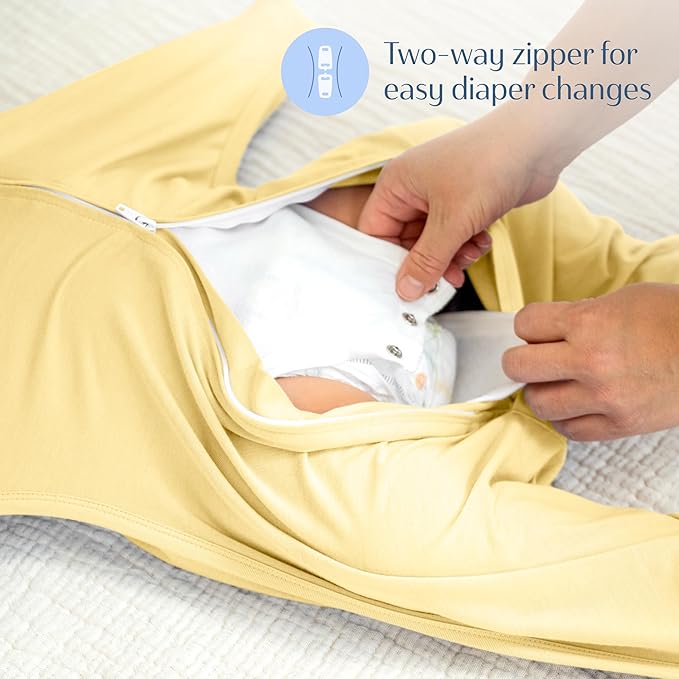 SleepingBaby EverSoft Zipadee-Zip Transition Swaddle - Roomy Wearable Blanket with Two Way Zipper - Viscose from Bamboo - Sunshine, Medium (6-12 Month)