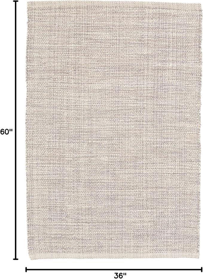 Dash and Albert Marled Cotton Area Rug - 3' x 5' Grey Solid Handwoven Accent Rug - Durable, Lightweight, High Traffic Areas Hallway, Bedroom, Living Room