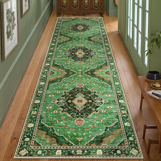 Ciicool Washable Runners Area Rug for Hallways, Ultra Soft 2'6 "x8' ft Boho Print Non-Slip Vintage Oriental Medallion Long Carpet for Kitchen Bedroom Laundry Bathroom