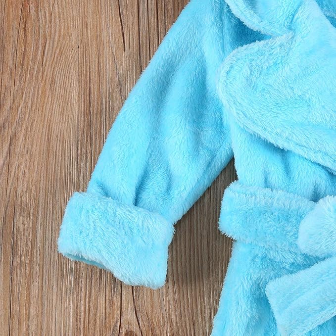 Qiylii Unisex Baby Plush Bathrobe Plain Kimono Gown Newborn Toddler Girls Boys Towel Robe Nightwear Clothes