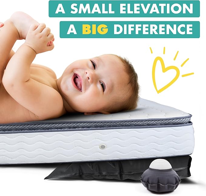 Inflatable Wedge Pillow for Colic Baby Relief– Fully Adjustable Infant Sleeping Wedge to Help with Acid Reflux, GERD, Allergies, and Nasal Congestion