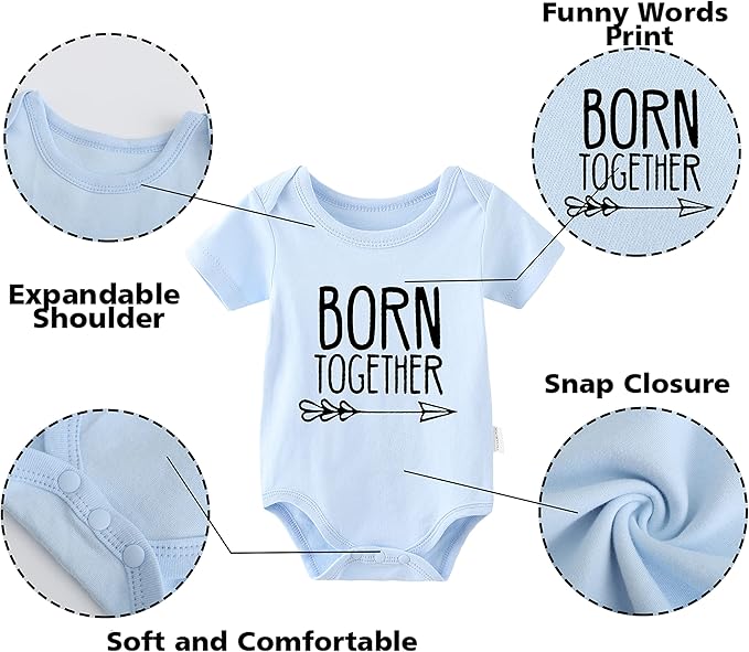 YSCULBUTOL Baby Twins Bodysuits Best Friends Forever Baby Clothes Set with Bibs Girl Outfit with hat
