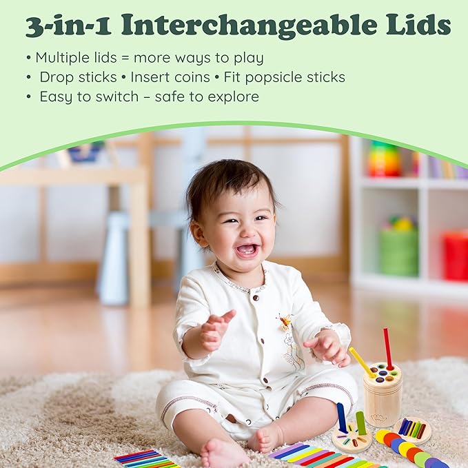 Bublo Baby Montessori Toy for 1–3 Year Olds – 46-Piece Wooden Color Sorting & Stacking Set – Fine Motor Skills Educational Preschool Toy – Travel-Friendly Montessori Gift for Toddlers Boys & Girls