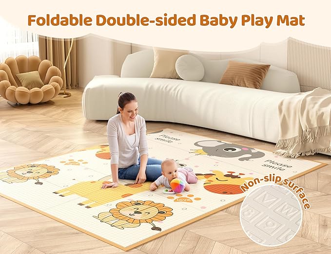 CoziBB Baby Playpen with Mat, 71" × 59" Extra Large Playpen for Toddler, Play Yard, Baby Fence Play & Sleep Area for Indoor & Outdoor