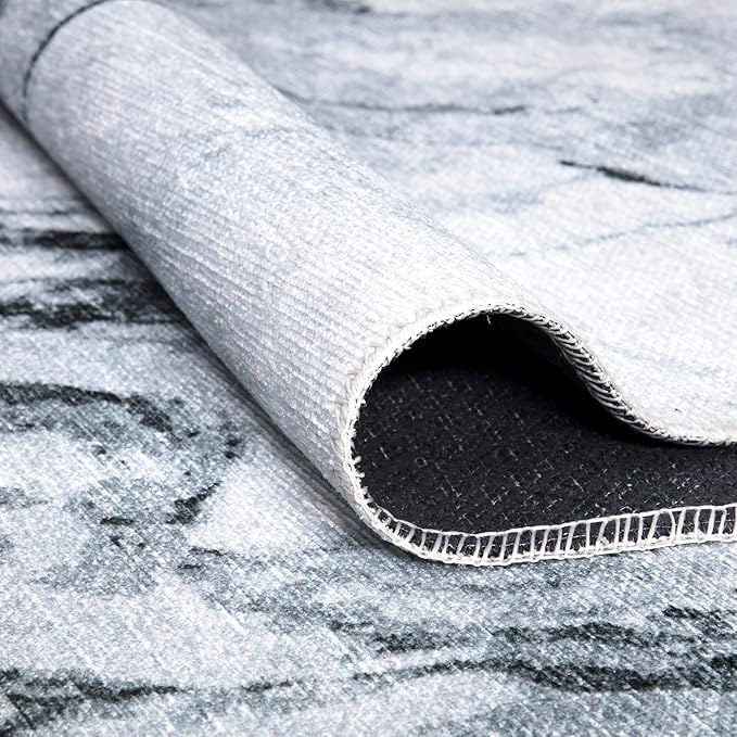 Bloom Rugs Caria Washable Non-Slip 6x9 Rug - Ivory/Dark Gray Modern Abstract Area Rug for Living Room, Bedroom, Dining Room, and Kitchen - Exact Size: 6' x 9'