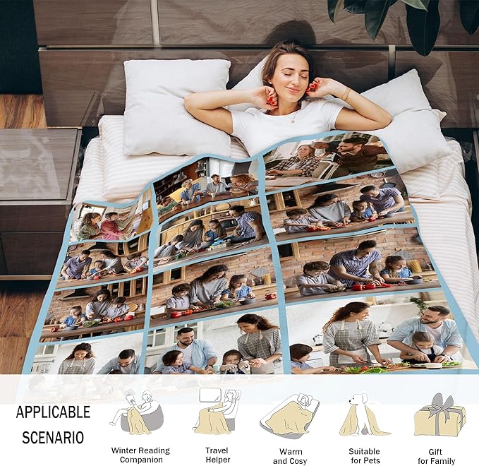 Personalized Blankets with Photos Customized Blanket with Picture Custom Gifts for Family Mom Dad Husband Wife Boyfriend Girlfriend Custom Blanket with Picture