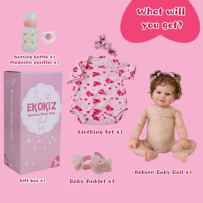 Lifelike Reborn Baby Dolls Girl, 20-Inch Realistic Baby Doll with Hair Baby Doll That Looks Real Cloth Body Newborn Girl with Complete Accessories for Kids 3+, Lovely& Pretty Girls