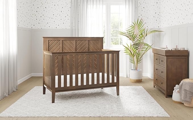 Child Craft Atwood 4-in-1 Convertible Crib, Baby Crib Converts to Day Bed, Toddler Bed and Full Size Bed, 3 Adjustable Mattress Positions, Non-Toxic, Baby Safe Finish (Cocoa Bean Brown)