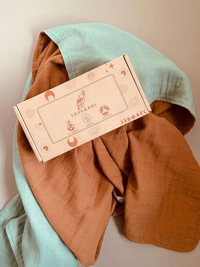 Leyl&Ari Basic Toddler Blanket | Organic Baby Blanket for Boys Girls | Gender Neutral Newborn Essentials (Sage/Sienna)
