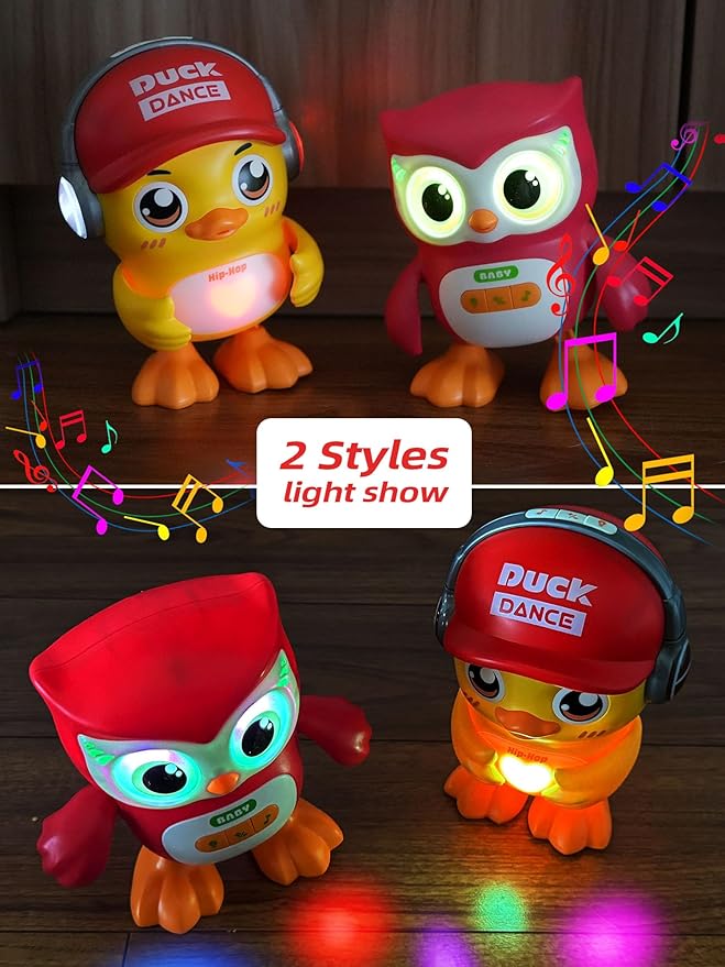 Kids Education Music Dancing Duck Toy with Lights and Music, Baby Crawling Dancing Musical Toy for Toddlers 3-12 Months, Birthday Gift for Boys and Girls Ages 1 2 3 4 Years