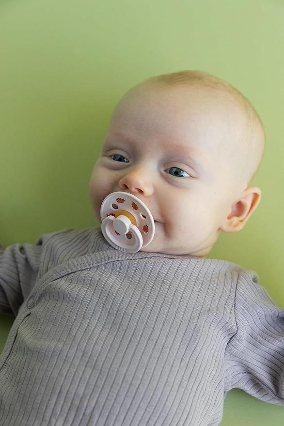 BIBS Colour Studio Soother 2-Pack, BPA Free Dummy Pacifier, Round Nipple. Natural Rubber Latex, Made in Denmark, Size 3 (18+ Months), Blush/Sand