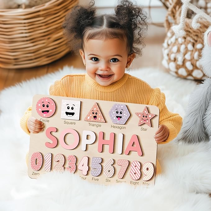 Personalized Baby Gifts Toys Name Puzzles, 0 3 6 9 12 18 24 36 Month Old Gifts, 2 Year Old Gift, 12 Month Girl Gifts, Custom Babies Name Puzzle, New Baby Boy Gift