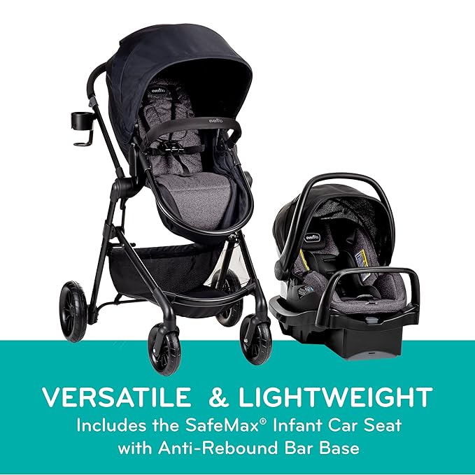 Evenflo Pivot Modular Travel System with SafeMax Rear-Facing Infant Car Seat (Dusty Rose Pink)
