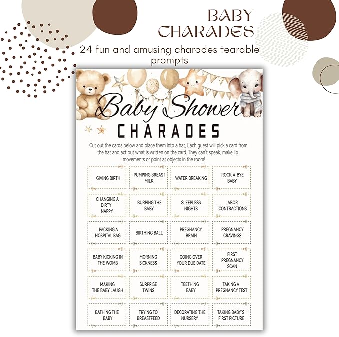 Baby Shower Games - 10 Hilarious Games for 25 Guests | Includes Mini Hunt, Mommy Belly Measure, Card Games, Charades, Pin The Pacifier, and More!