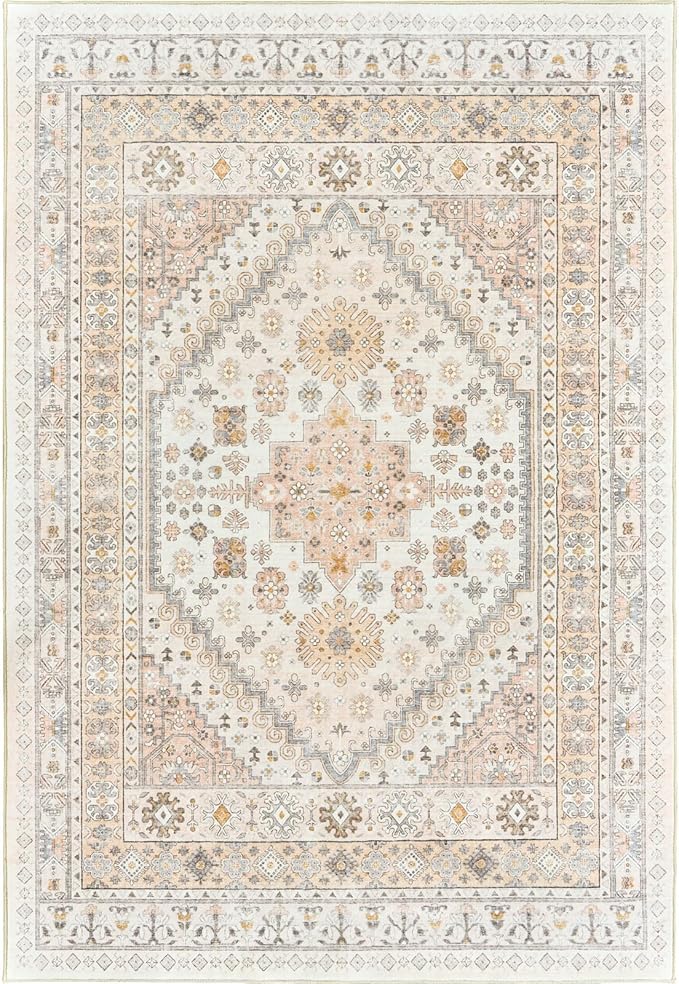 zesthome 6x9 Area Rug, Super Soft Washable Rugs for Living Room, Non-Slip Stain Resistant Vintage Rugs, Ultra-Thin Large Area Rugs