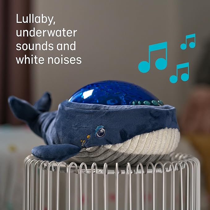Angelcare Bobbi The Whale Ceiling Night Light Projector for Babies and Kids, Sleep Soother with Adjustable Volume Lullabies, White Noises, 3 Night Light Intensities