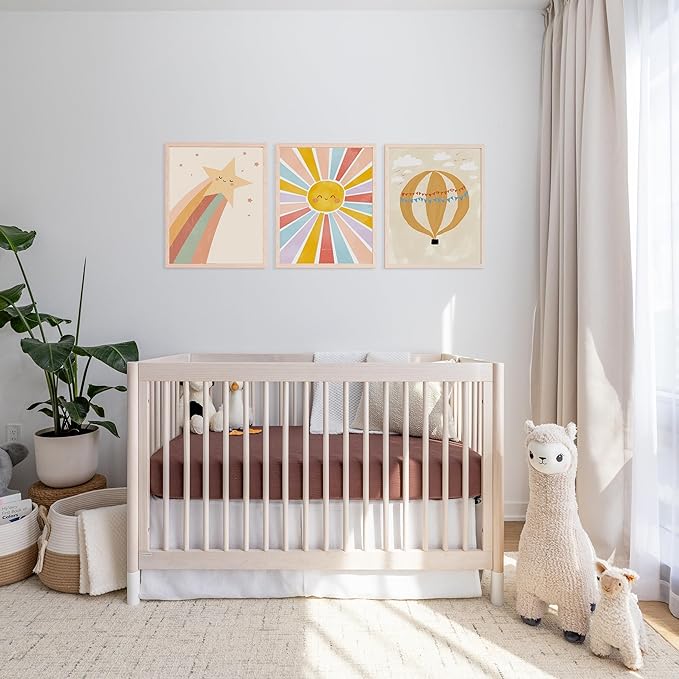 Muslin Crib Sheets, 100% Organic Cotton, Breathable and Ultra-Soft, Standard Crib Sheet Mattress (28"x 52") for Girls and Boys, Neutral Fitted Baby Crib Sheet (Dark Brown)