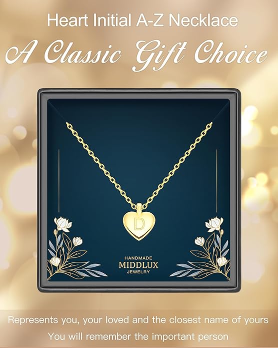 Unique Personalized Gifts for Her, Initial Necklaces for Women, Letter Double Side Engraved Disc/Heart Pendant Necklace, Minimalism Style Jewelry for Everyday Wear