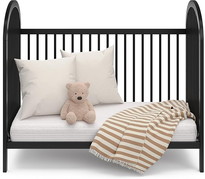 Graco Olivia Convertible Crib (Black) – GREENGUARD Gold Certified, 100% Solid Wood, Fits Standard Crib Mattress, Converts to Toddler Bed and Daybed, 4 Adjustable Mattress Heights