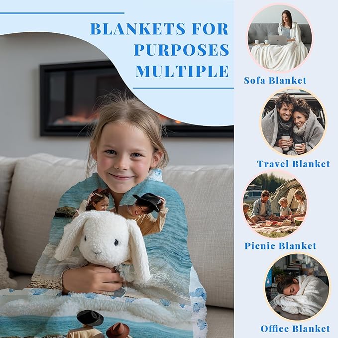 Custom Personalized 9 Photo Collage Blanket Thow Gifts with Text, Customized Pictures Blankets Gift for Christmas Birthday Thanksgiving Adults Kids Dad Mom Girlfriend Boyfriend (2 Grid)