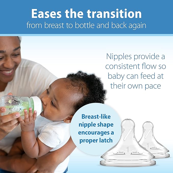 Dr. Brown’s Natural Flow Anti-Colic Options+ Wide-Neck Baby Bottle Designer Edition Bottles, Jungle Decos, 5 oz/150 mL, Level 1 Nipple, 2-Pack, 0m+