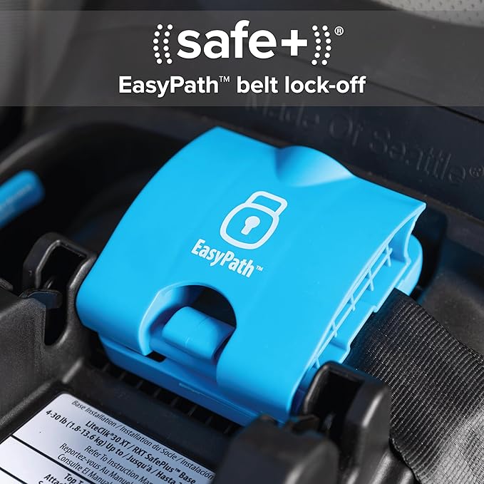 Diono LiteClik30 XT SafePlus Infant Car Seat and Base, Rear-Facing for Infants 4-30lbs, SafePlus Engineering, with Infant Insert, UPF 50+ Sunshade (Blue Surge)