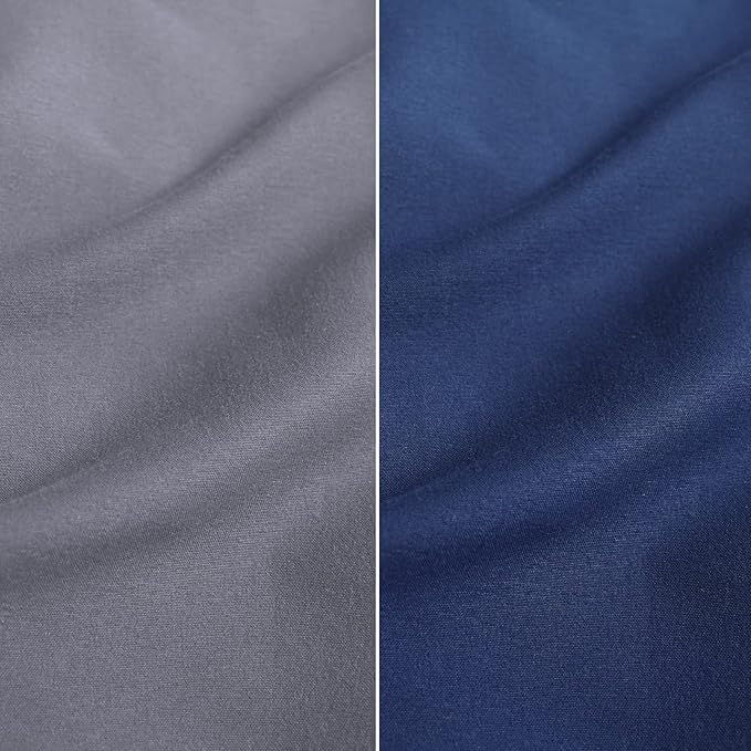 Biloban Pack and Play Sheets Fitted, 2 Pack Pack and Play Sheet Fits for Graco Pack n Play Mattress, Neutral Playard Sheets for Baby Boys and Girl, Grey & Navy, 38”X 26”