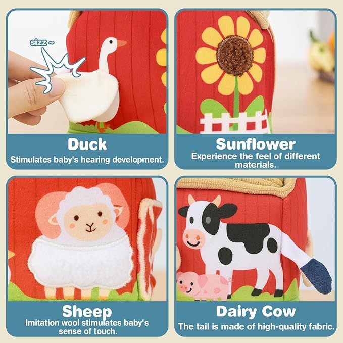 DINORUN Baby Toys 6 to 12 Months - Montessori Tissue Box Toys for Babies 6-12 Months - Infant Newborn Toddlers Sensory Magic Baby Tissue Box Educational High Contrast Toy Development STEM Toy Gift