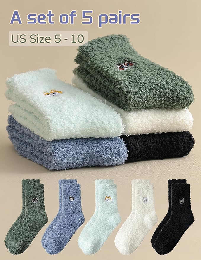 TEHOOK Warm & Cozy Gifts for Women, Fluffy Fuzzy Sock, Plush Sleeping Slipper Socks - Soft Warm Fabric