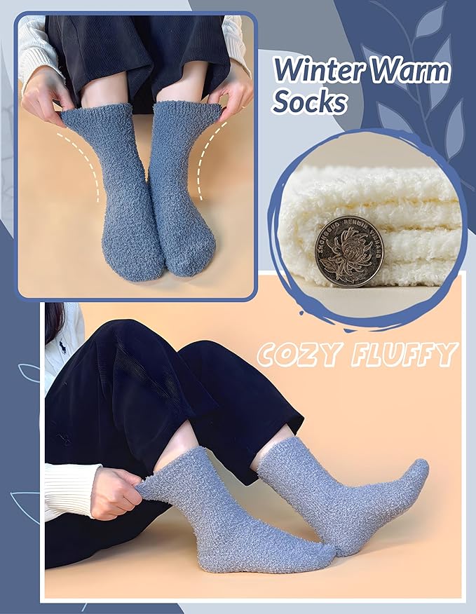 TEHOOK Warm & Cozy Gifts for Women, Fluffy Fuzzy Sock, Plush Sleeping Slipper Socks - Soft Warm Fabric