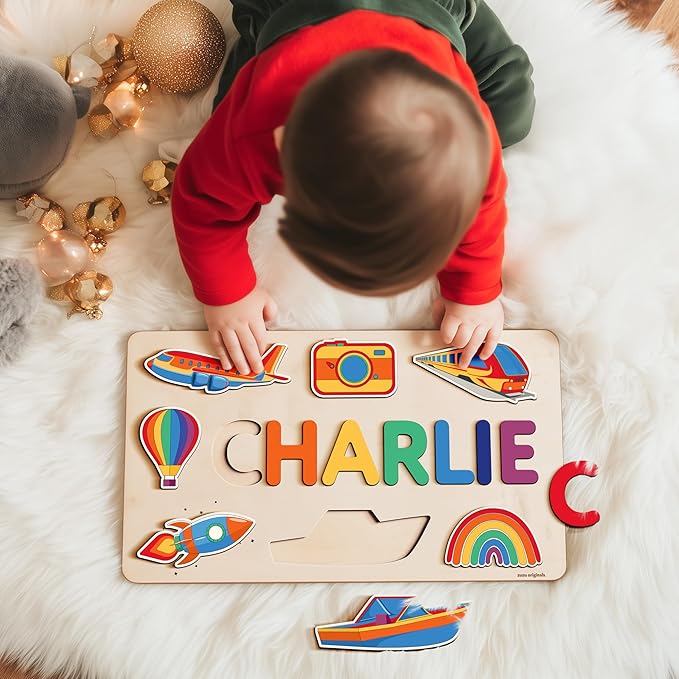 Busy Board for Toddlers, Personalized Name Puzzle, Montessori Toy for 1-3 Years Old, Gifts for 0 1 2 3 Years Old, Kid Gift, 1st, New Baby Gift, 0 3 6 9 12 18 24 36 Months