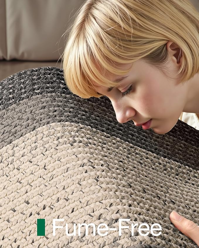 LUMI Area Rug 6x9 for Living Room, Natural Handwoven Rugs Non Slip, Farmhouse Braided Carpets No Shedding for High Traffic, Dining Room, Indoor, Outdoor, Patio