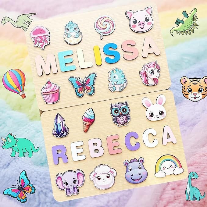 Toddler Puzzles,Custom Wood Name Puzzles for Toddlers,Personalized Gifts for Kids,1 Year Old Birthday Gift,Montessori Toys,Baby Boy Gifts