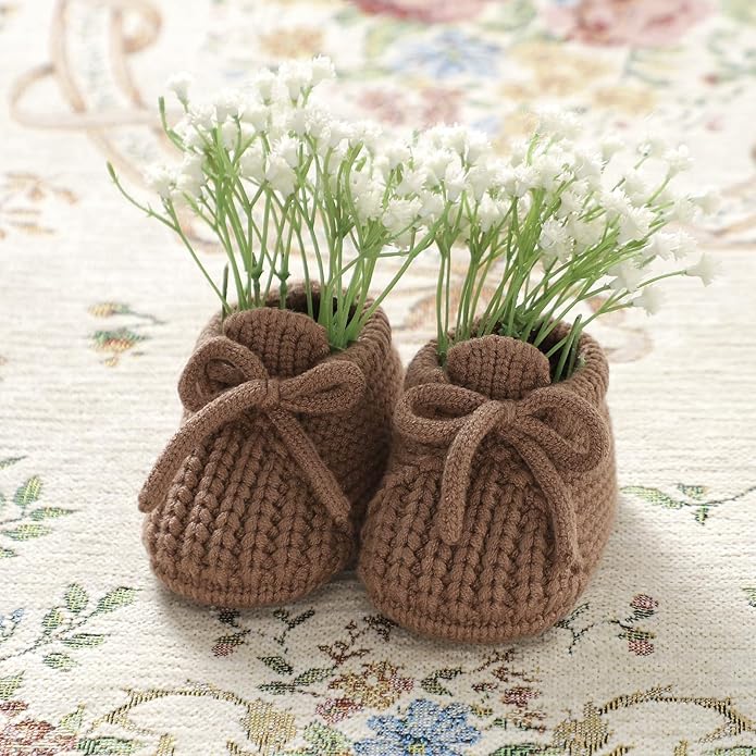 DovFanny Baby Booties Newborn Baby First Shoes Cozy Warm Knit Soft Booties for Toddler Infant Boy Girl