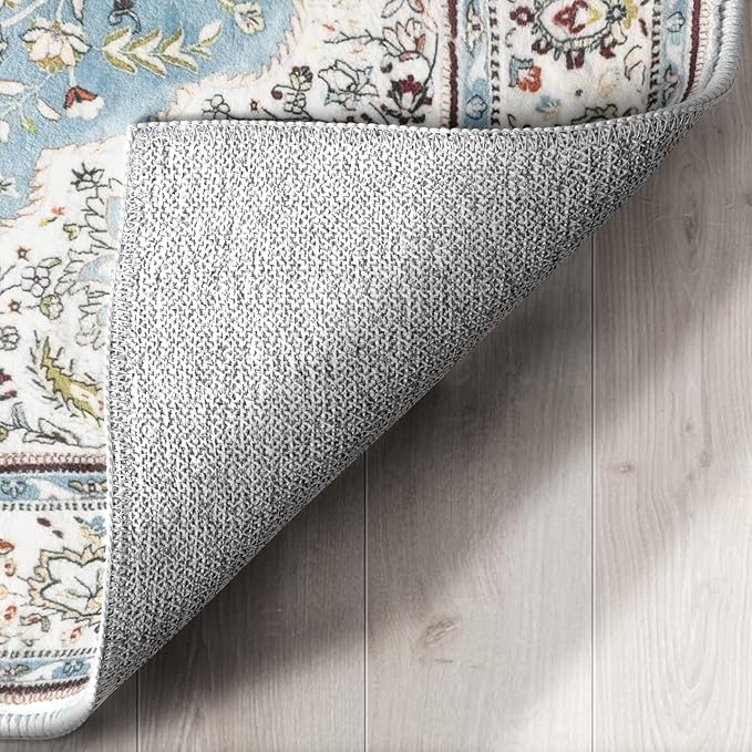 Ciicool Washable Vintage Area Rug, 2x3ft Small Boho Rug, Ultra Soft Rugs for Entryway, Non-Slip Entry Rugs Oriental Low-Pile Indoor Mat Floor Carpet for Entrance Bedroom Kitchen Bathroom Foyer Decor