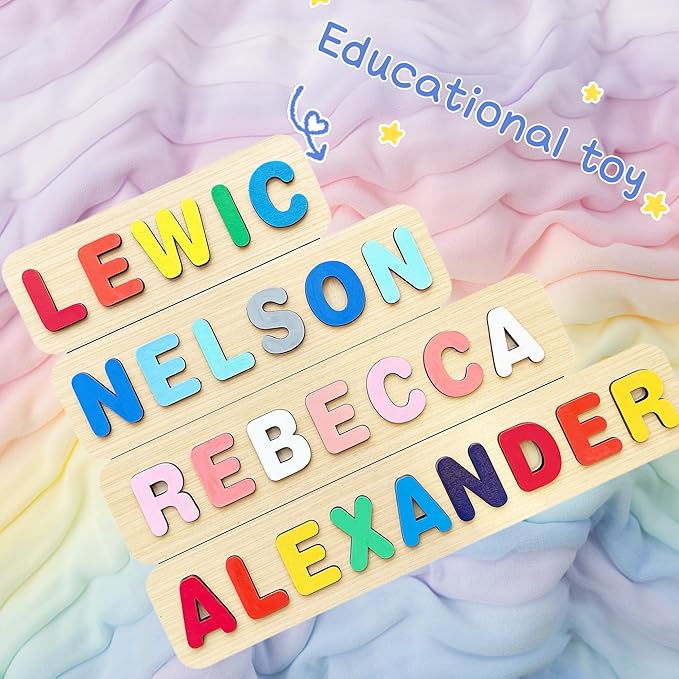 Name Puzzle for Kids,Custom Wooden Name Puzzle for Toddlers 1-3,1st Birthday Girl Gifts,Montessori Toys,1 Year Old BoyToys,Personalized Gifts for Kids