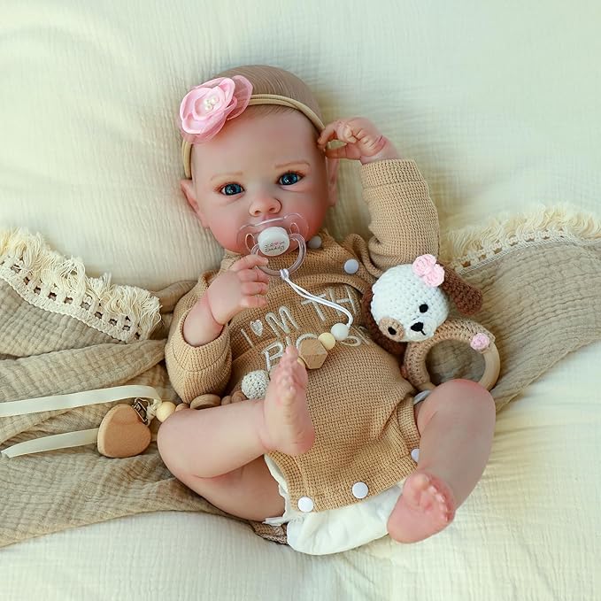 Realistic Reborn Baby Dolls - 20 Inch Cute Silicone Baby Girl Doll, Lifelike Newborn with Full Vinyl Body,Real Life Baby Dolls with Accessories for 3+ Years Old Kids Gifts