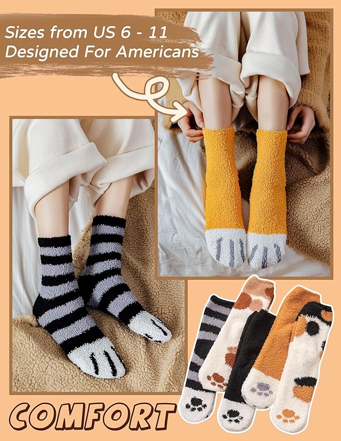 TEHOOK Warm & Cozy Gifts for Women, Fluffy Fuzzy Sock, Plush Sleeping Slipper Socks - Soft Warm Fabric