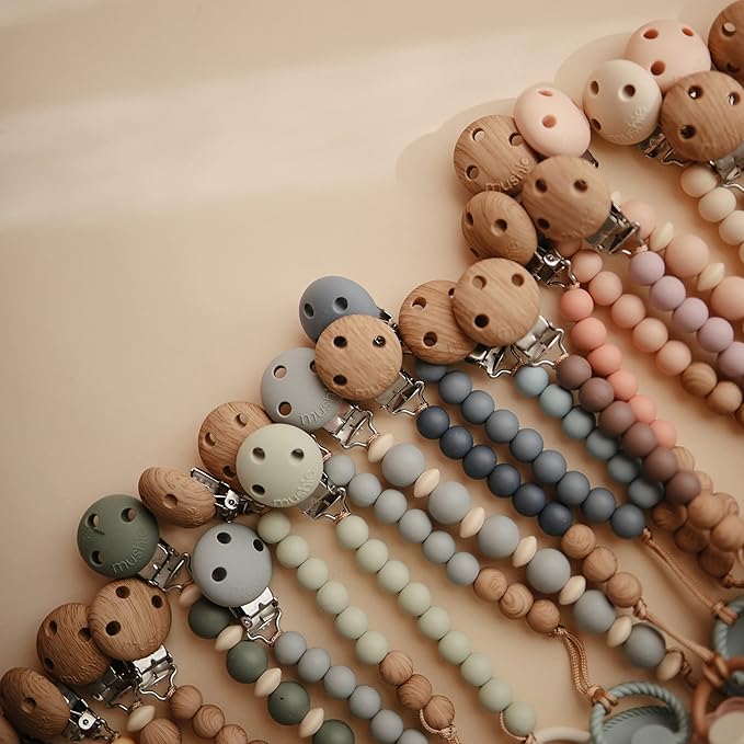 mushie 100% Silicone Baby Pacifier Clip BPA Free | Eva (Ash)