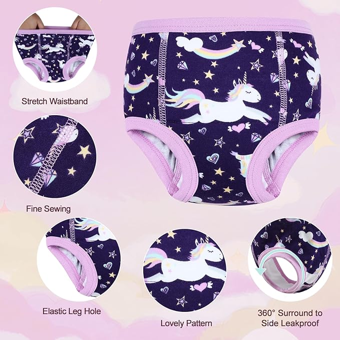 MOEMOE BABY Training Underwear 10 Packs Absorbent Potty Training Pants for Boys and Girls Cotton Pee Pants 2-9T