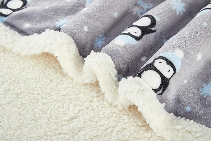 Baby Blankets for Boys Girls Fluffy Fuzzy Blanket Soft Warm Cozy Flannel Fleece Warm Infant Newborn Receiving Blanket 30" x 40" (Grey Penguin)