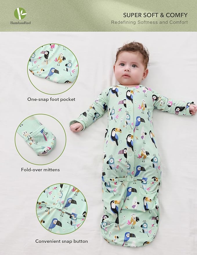Baby Nightgowns Sleeper Gown Newborn Long Sleeve Pajama Gowns Unisex Viscose from Bamboo Infant Sleepwear