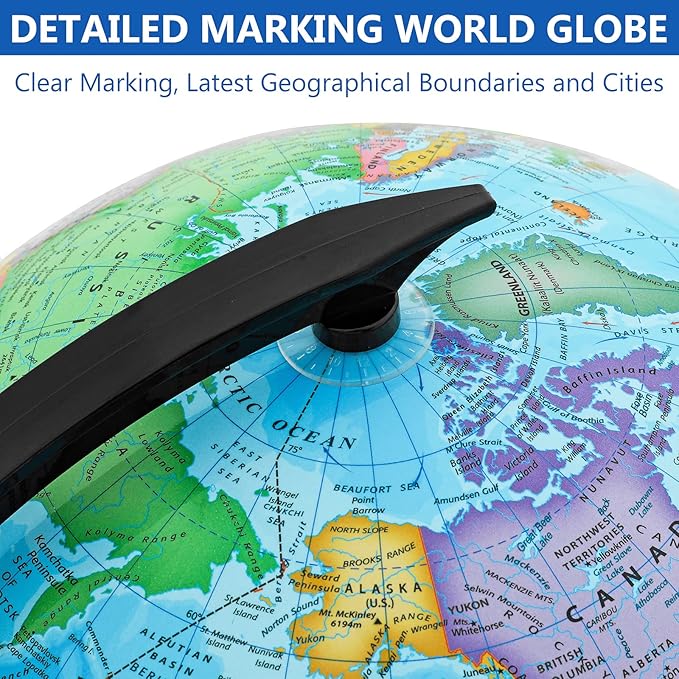 GOCHANGE Political Globe, 13in Educational Globes for Classroom, Educational Tool for Teachers, Parent, 360° Spinning Globe, Suitable for Age 8+ Children