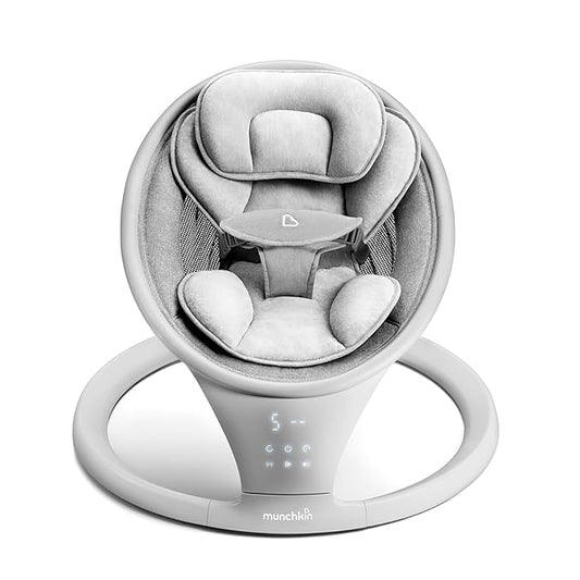 Munchkin® Vibration Baby Swing, Light Grey - Bluetooth-Enabled Smart Seat with Music, Motion, and Sounds