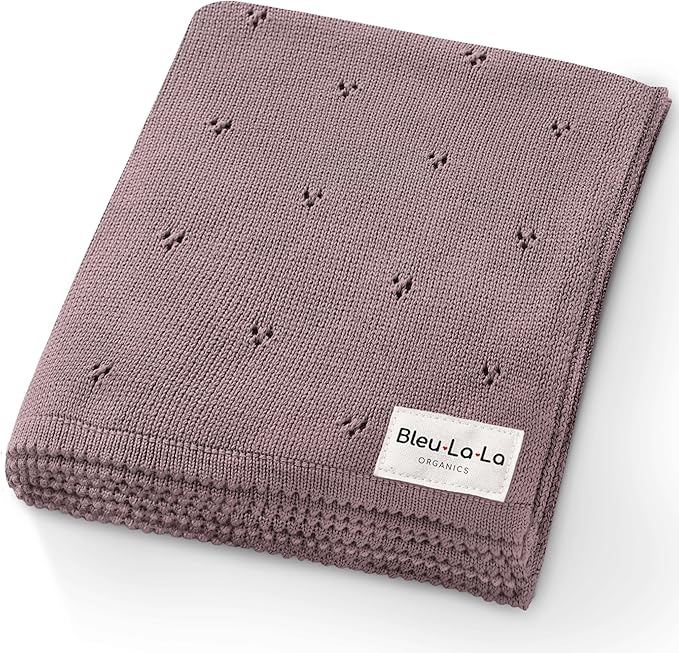 Organic Pointelle Receiving Swaddle Blanket for Girls - 100% Luxury Organic Soft Cotton Knit Warm Cozy Cuddle Stroller Blanket for Newborns, Infants, & Toddlers (Sugar Plum)