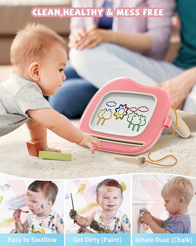 Kikapabi Magnetic Drawing, Doodle Board for Toddlers Age 1-2, Writing Board, Preschool Learning and Educational Toys for 1 2 3 Years Old Girl Boy, Gift for Birthday Christmas New Year