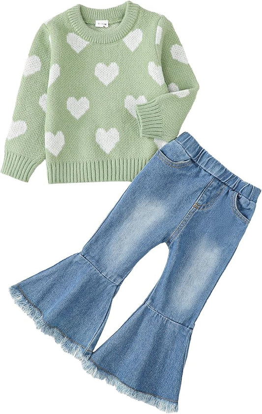 Mioglrie Toddler Girl Clothes Little Girl Denims Outfits Jeans Pants Set Little Baby Toddler Baby Clothes for Girl