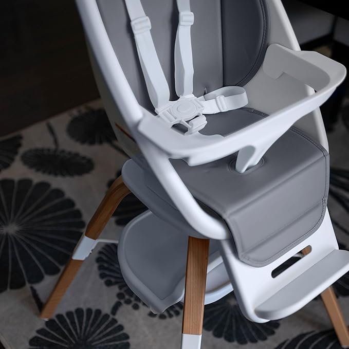 Turn-A-Tot High Chair for Babies and Toddlers, 2 in 1 Wooden Portable Baby Feeder or Adjustable Child's Seat with 360 Degree Swivel, Removable Tray, and Pad (Earl Grey)