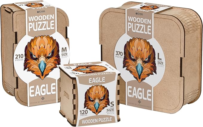 Eco-Wood-Art Wooden Puzzle - Eagle M | Majestic Bird Jigsaw Puzzle for Adults | 3D Eagle Decor | 210 Intricate Pieces | Eco-Friendly Home Decor Gift
