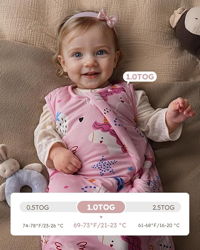 Yoofoss Rayon Made from Bamboo Baby Sleep Sack 18-24 Months 1.0 Tog Baby Wearable Blanket, Super Soft Infant Toddler Sleeping Sack 2-Way Zipper